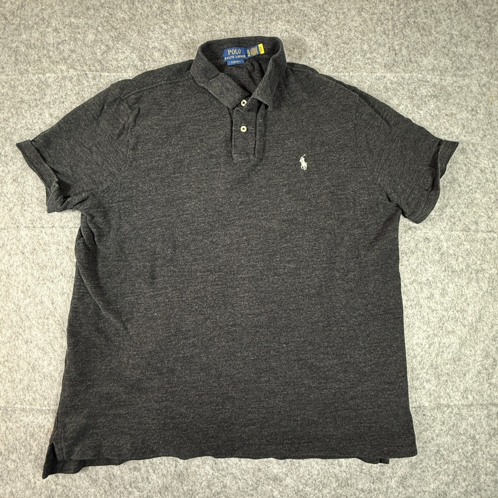 Polo Ralph Lauren Polo Shirt Mens XL Charcoal Grey Classic Fit Short Sleeve Logo